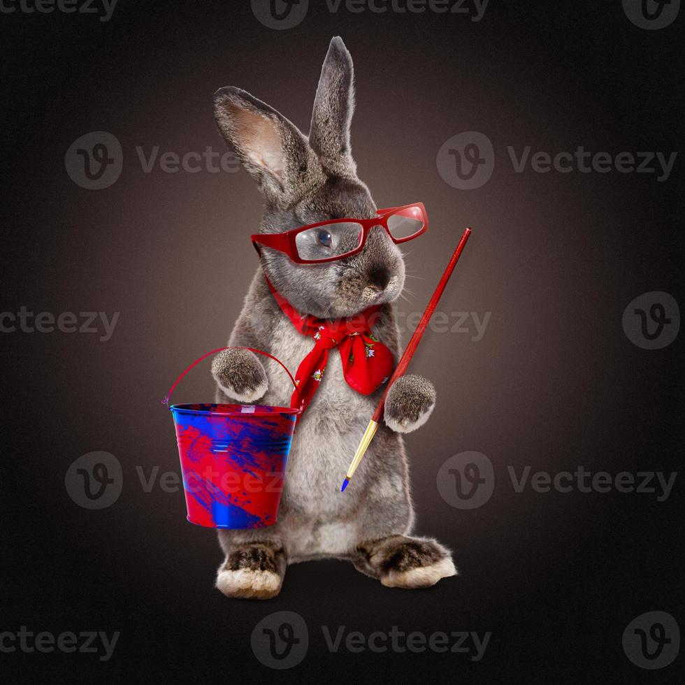 Funny Easter bunny. Happy Easter holiday concept. photo