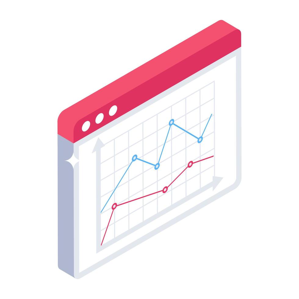 An online line chart isometric icon vector