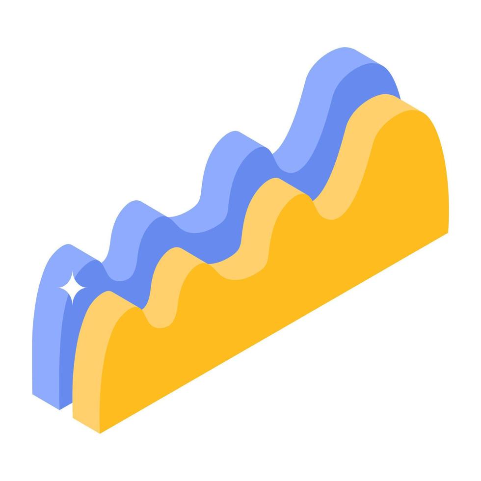 gráfico de montañas dentro del teléfono inteligente, icono isométrico de la aplicación estadística vector