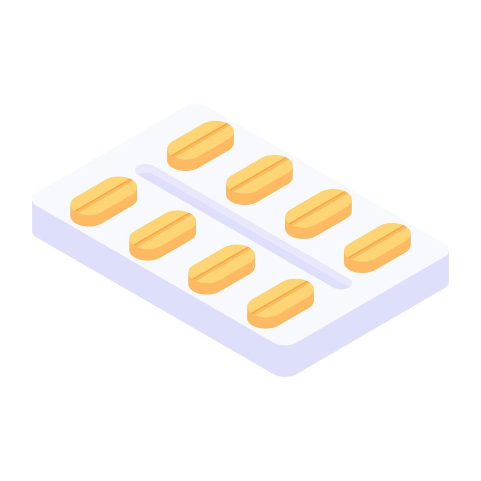 Trendy isometric vector of medicine strip,