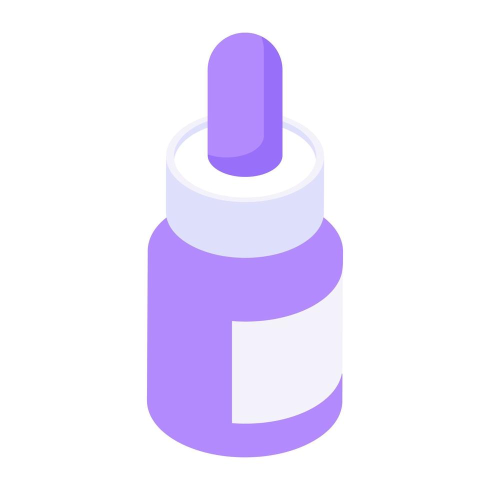 Nose dropper bottle, editable isometric icon vector