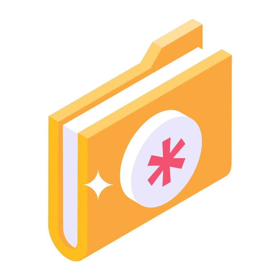 Medical folder icon in editable style, isometric vector