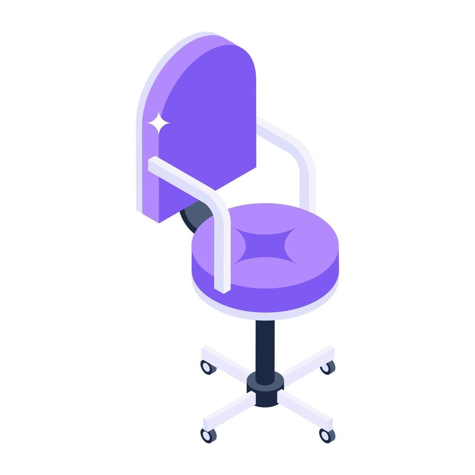 Revolving seat, isometric icon of office chair vector