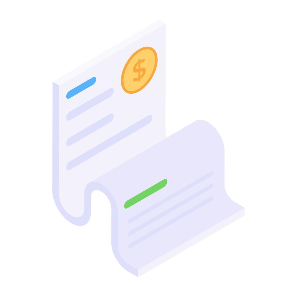 Invoice icon in isometric style, editable vector