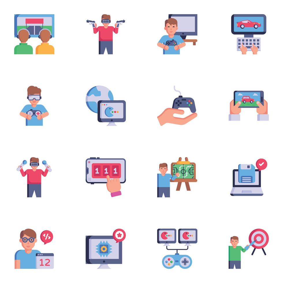 Pack of Game and Entertainment Flat Icons vector