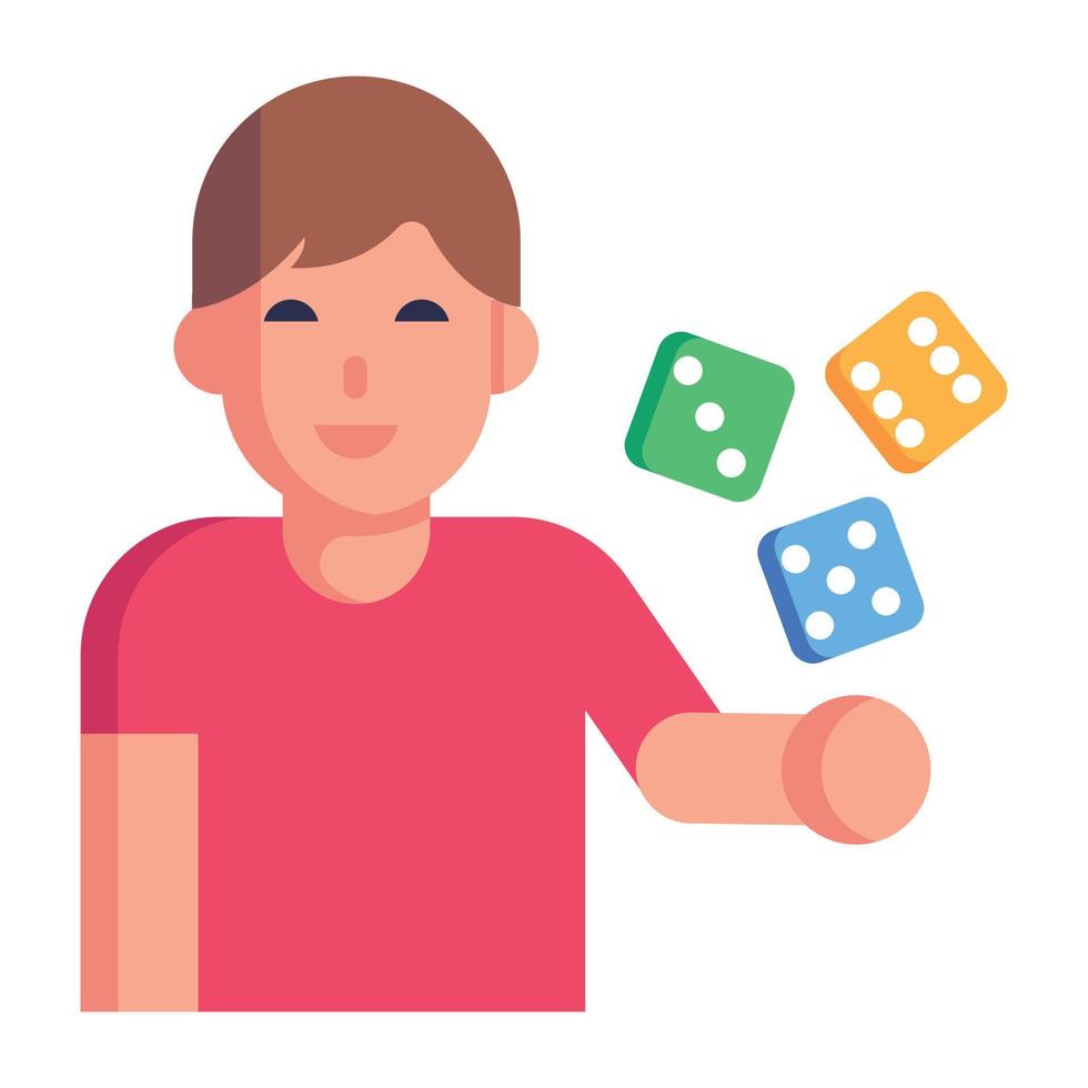 Modern flat style icon of dice player vector