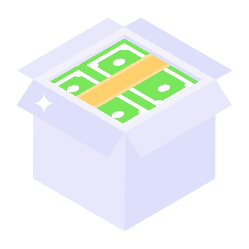 Cash cardboard icon in isometric style vector