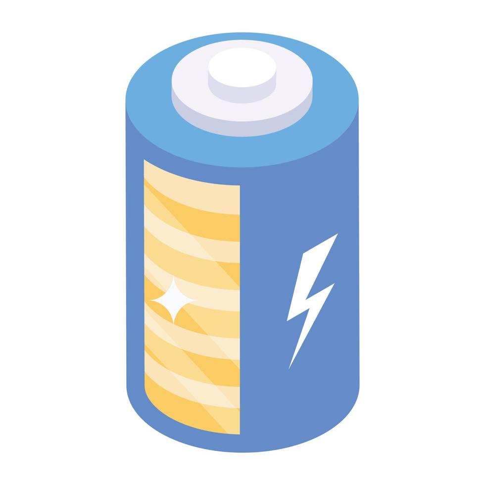 Battery cell icon in isometric design vector