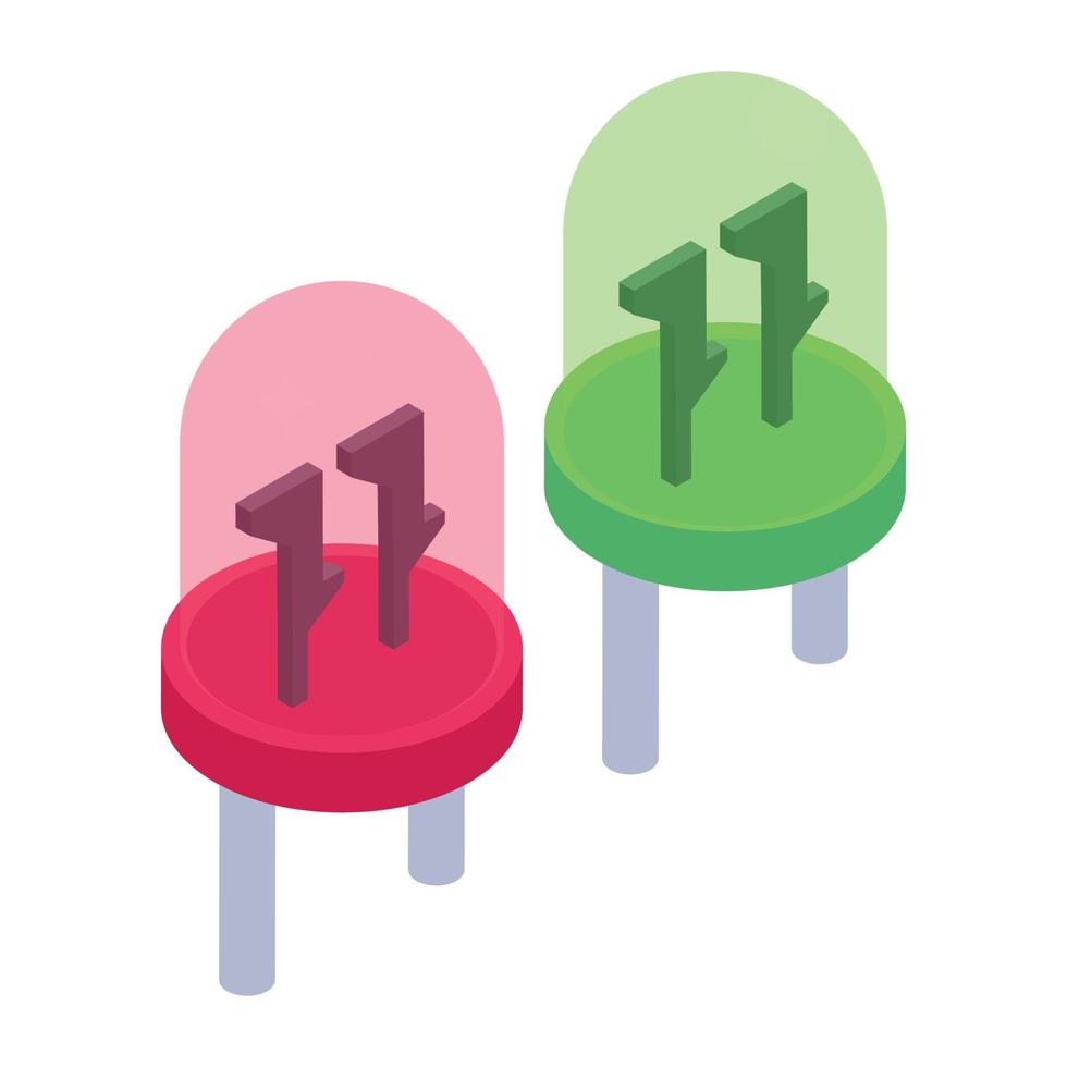 Electronic component icon in isometric style, capacitors vector