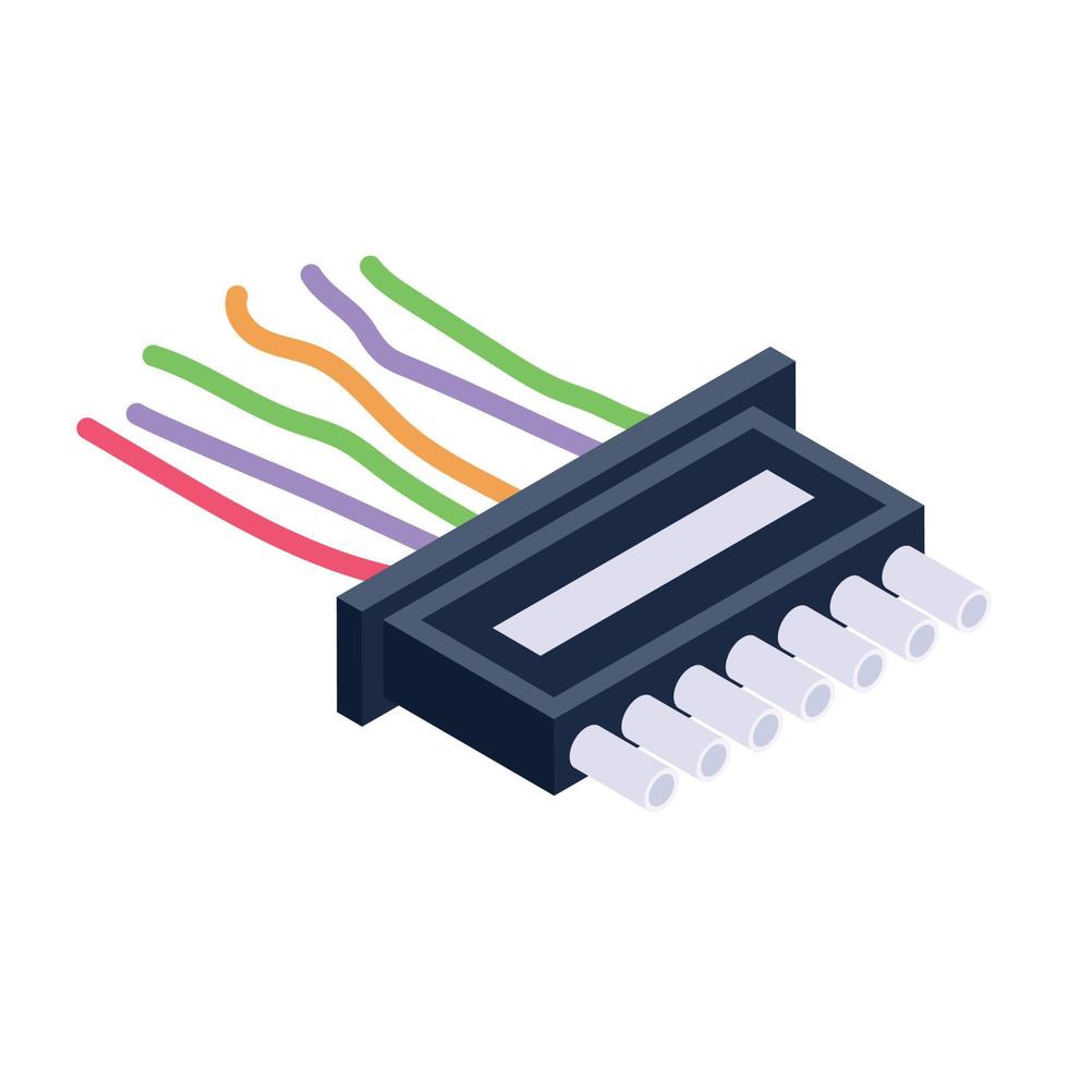 Isometric design of electric cables icon vector