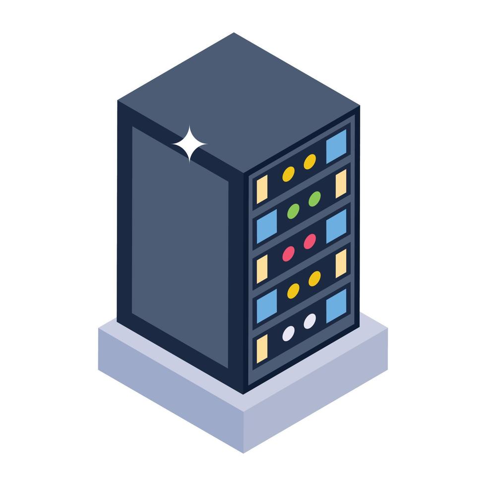 An icon of data server rack in isometric style vector