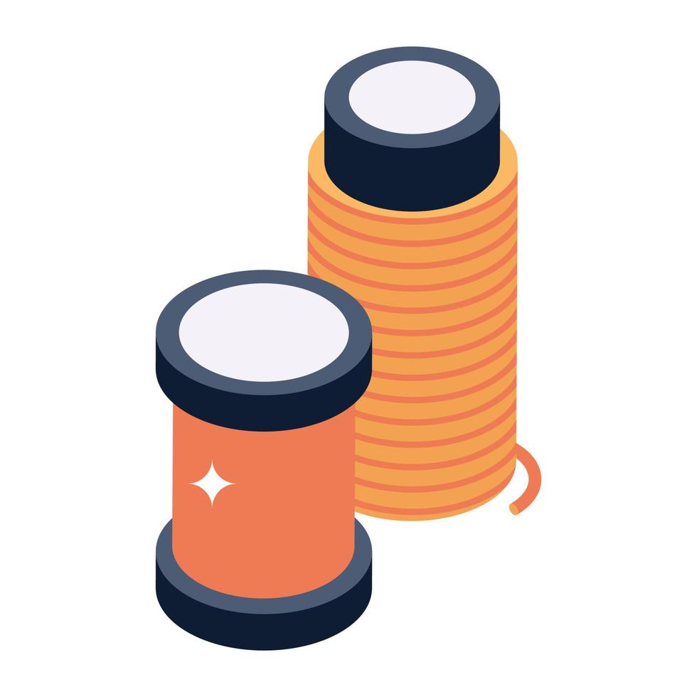 An isometric design of wire spool vector