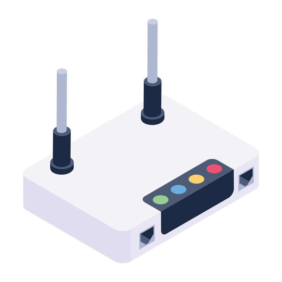 Internet service, wireless wifi router in isometric vector