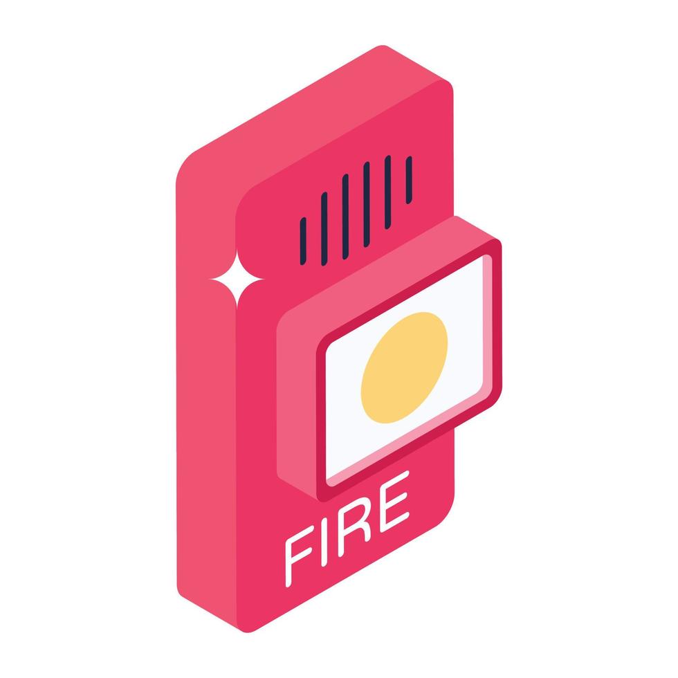 Icon of fire alarm in isometric style vector