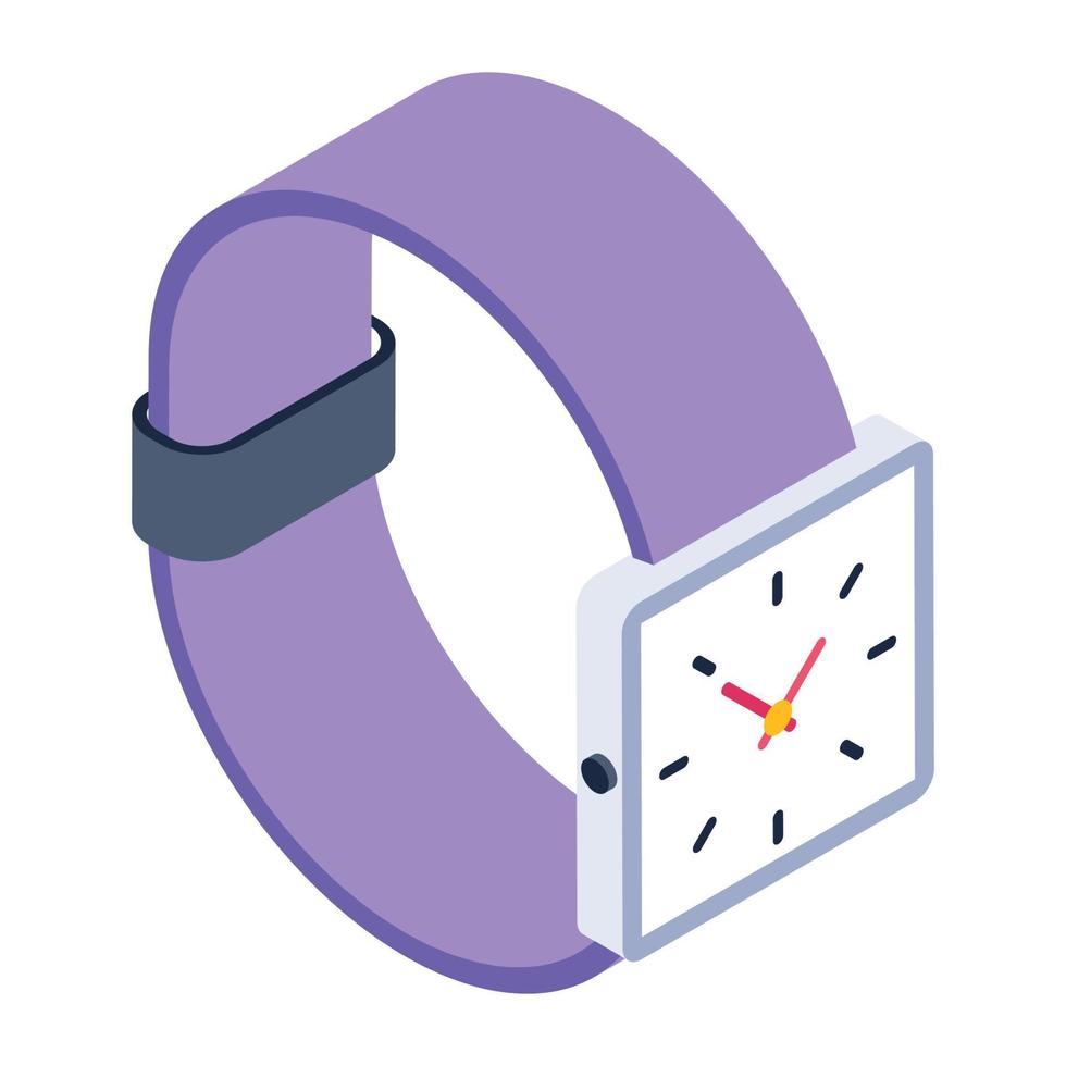 icono de reloj de pulsera en diseño isométrico, un reloj portátil vector