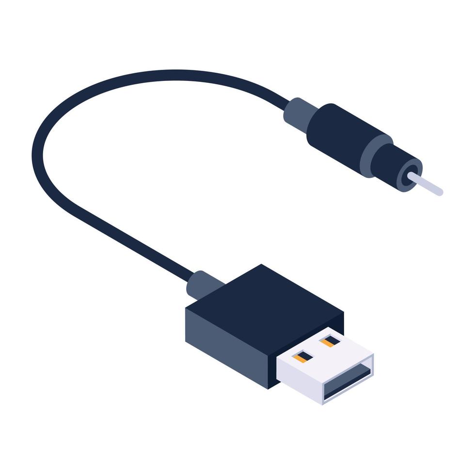 Isometric icon of data cable, modern style vector