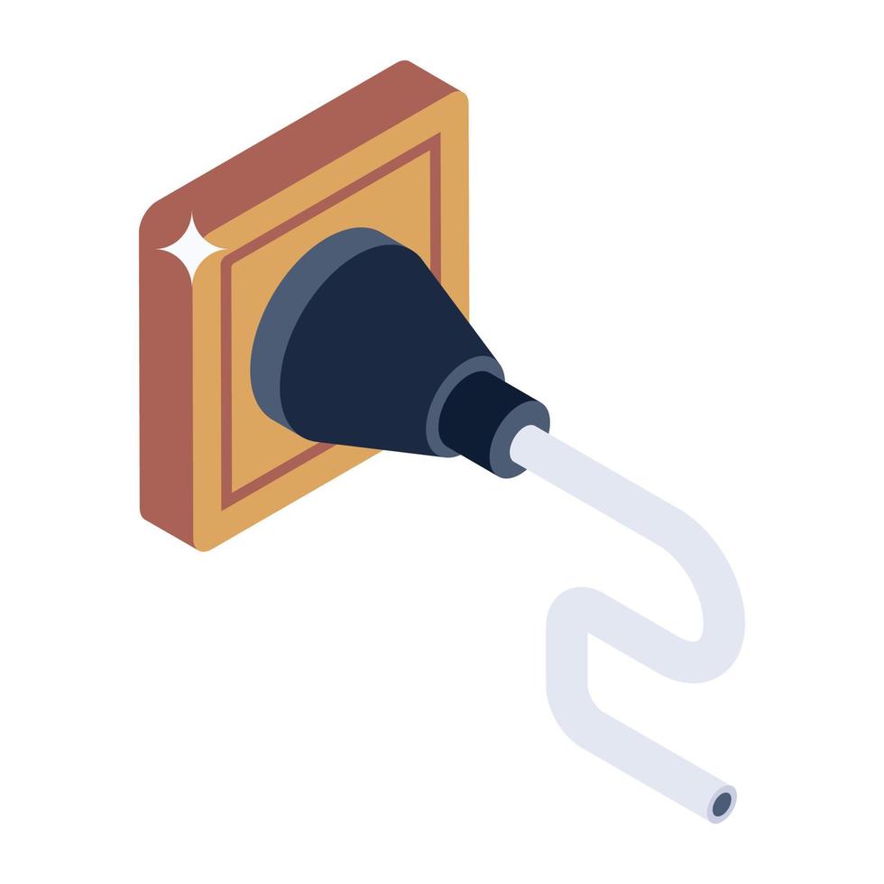 Power plug icon in isometric design, plug editable vector