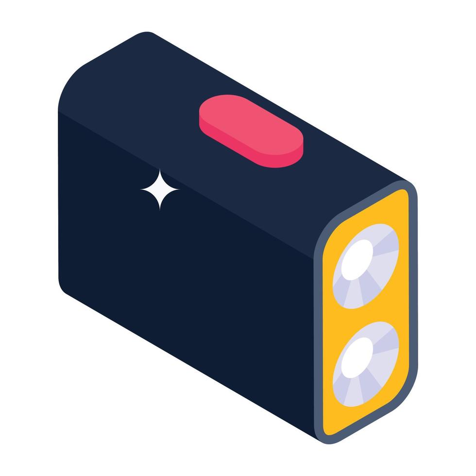 An icon of portable torchlight in trendy isometric style vector