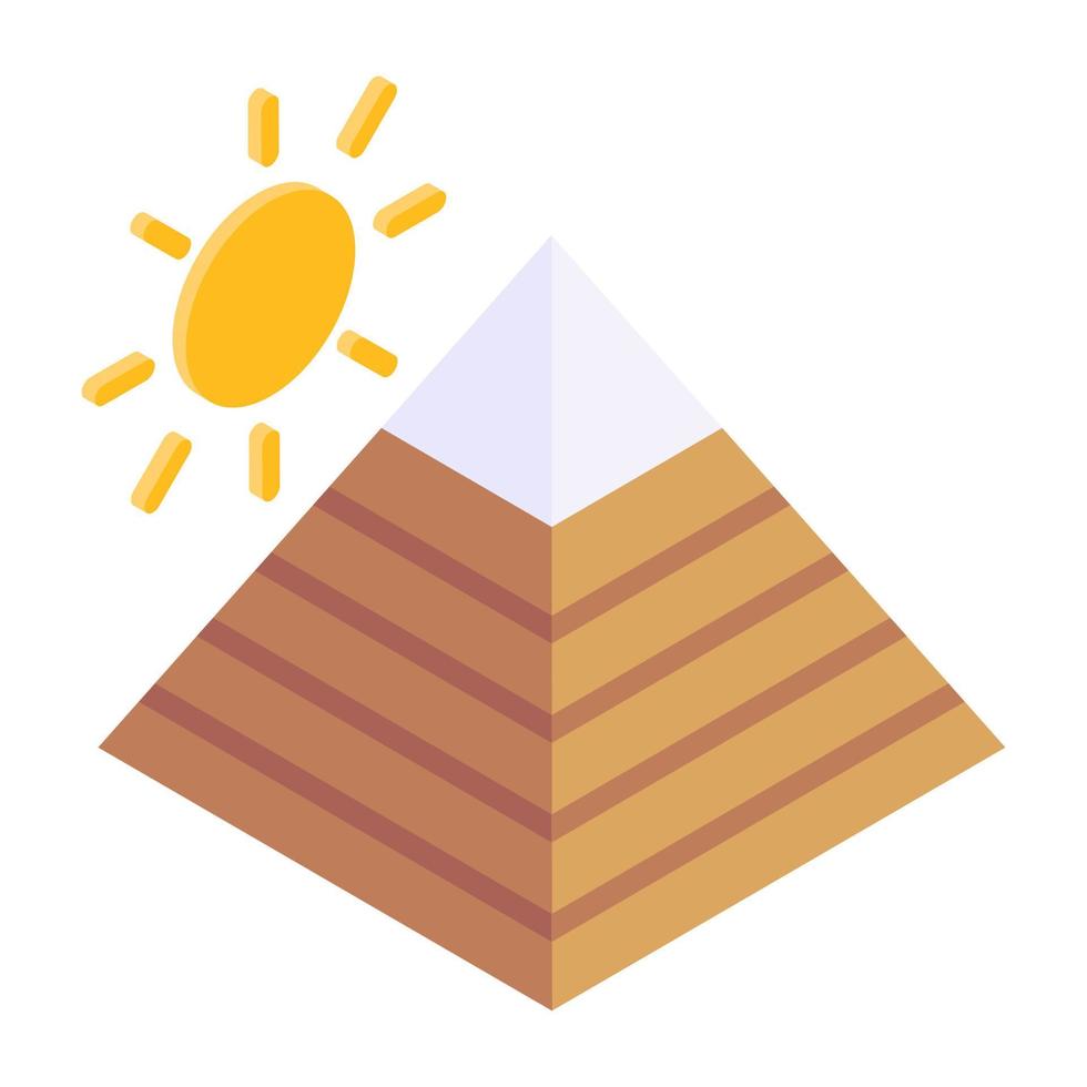 Pyramid with sun denoting concept of pyramid weather icon vector