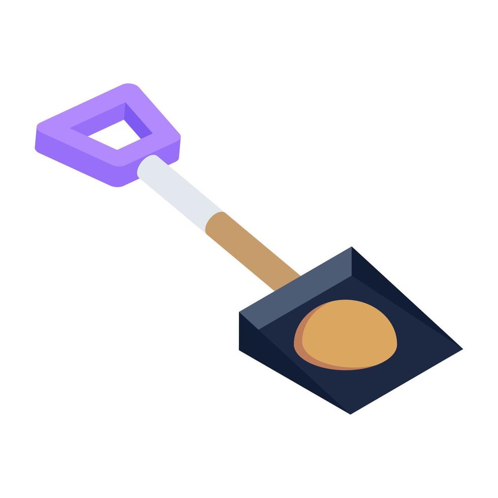 Icon of construction tools, spade isometric design vector