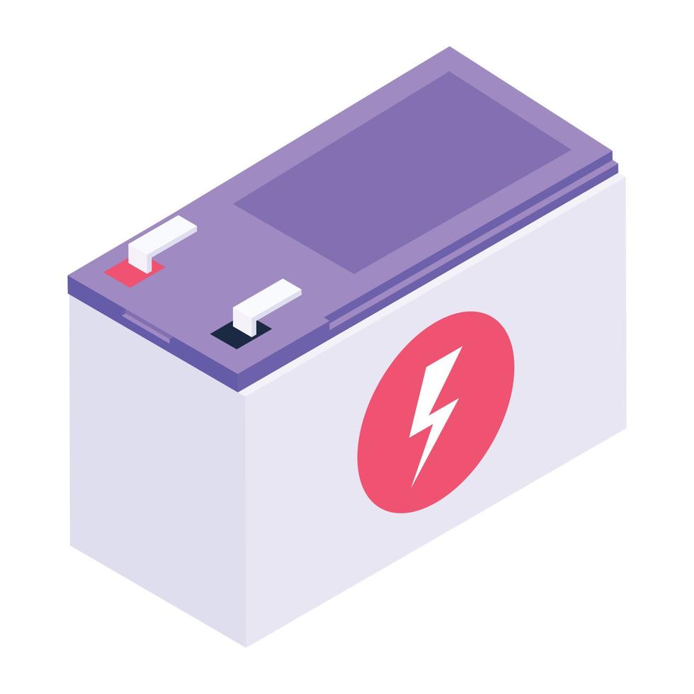 Isometric icon of power battery vector