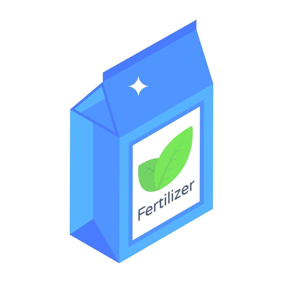 Icon of fertilizer pack, isometric design vector
