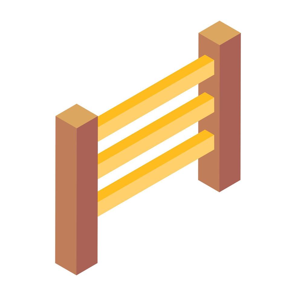 Wooden fence in modern isometric style vector