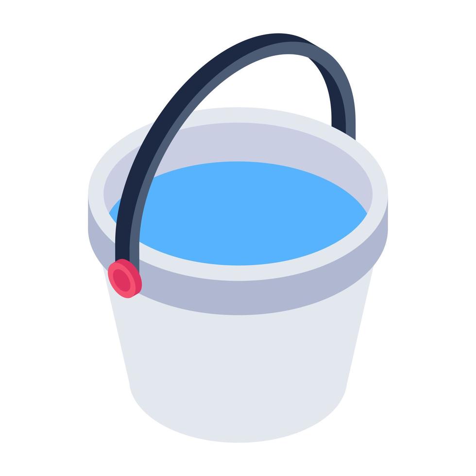 Editable isometric design of water bucket vector