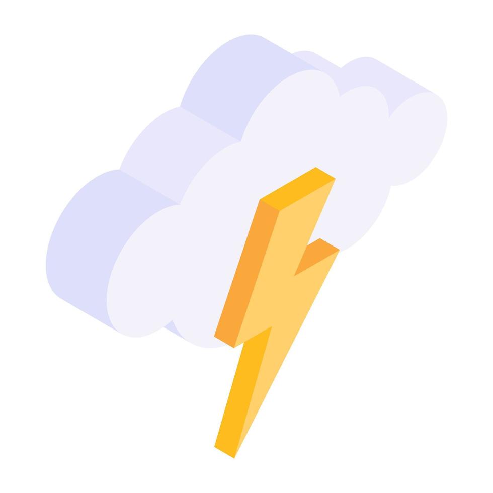 Icon of cloud with lighting bolt, concept of thunderstorm vector