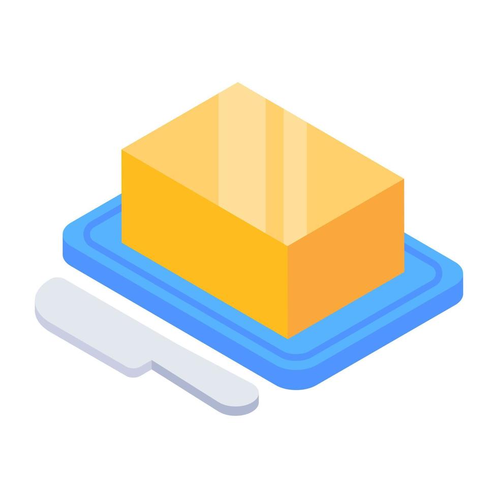 Cheese block vector in modern isometric style