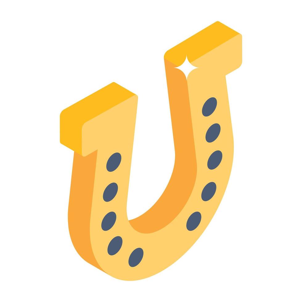 Editable isometric icon of horseshoe vector