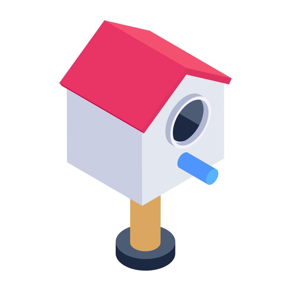 Birdhouse icon in isometric design. vector