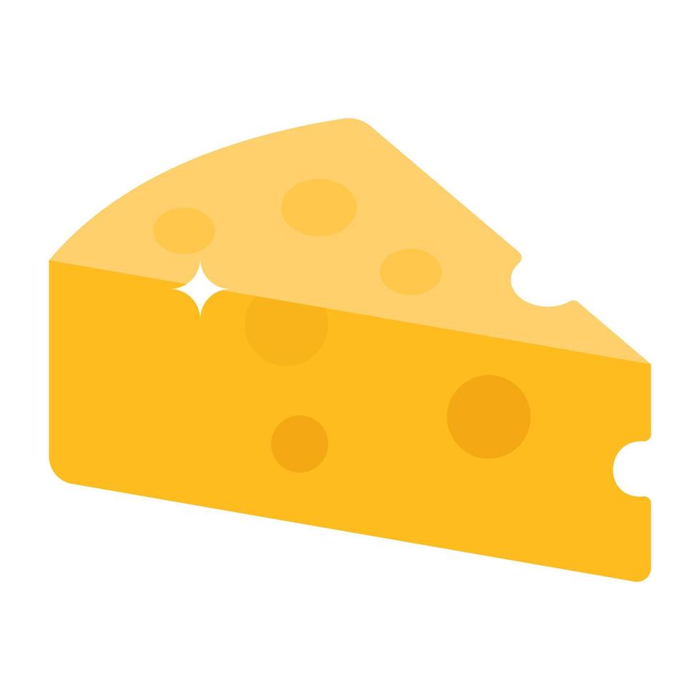 Cheese slice vector in modern isometric style