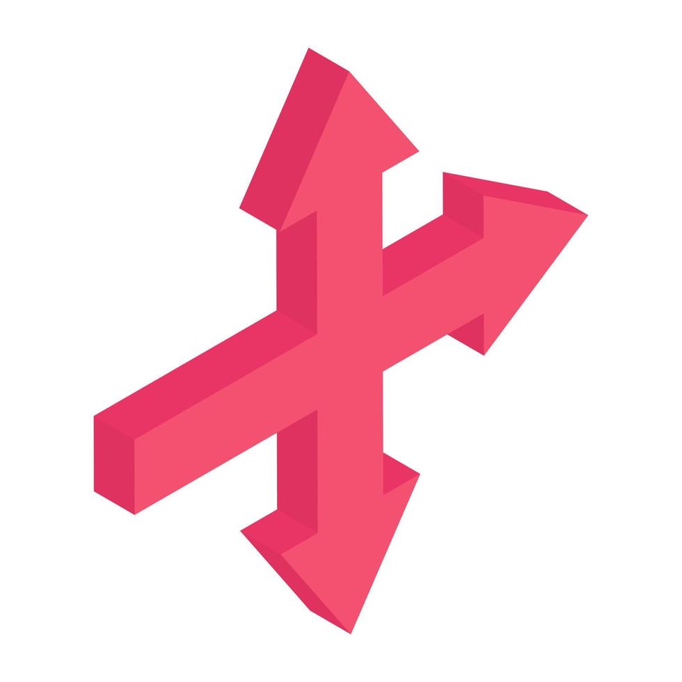 Road intersect arrows icon in isometric design vector