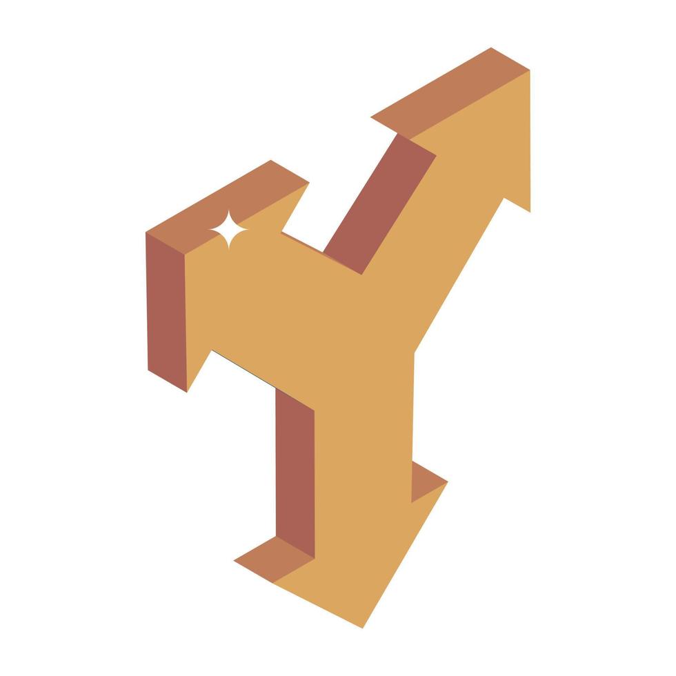 Road intersect arrows icon in isometric design vector