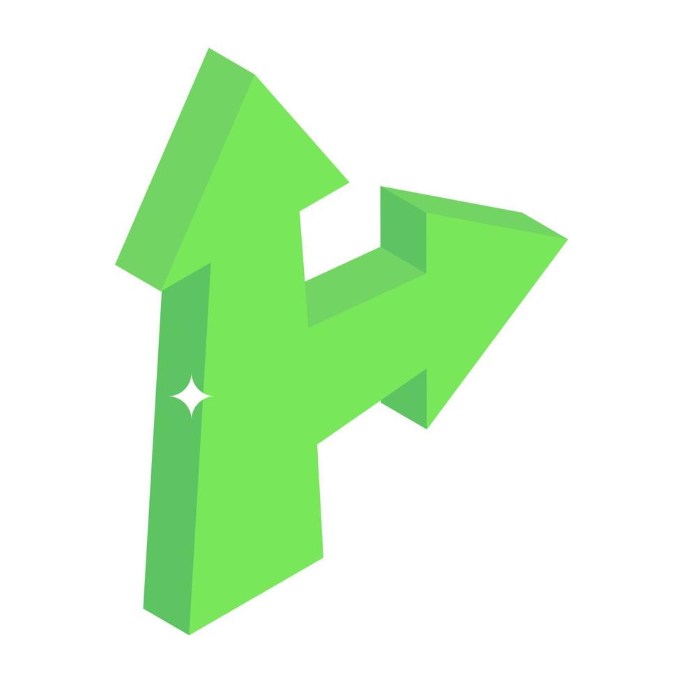 Road intersect arrows icon in isometric design vector