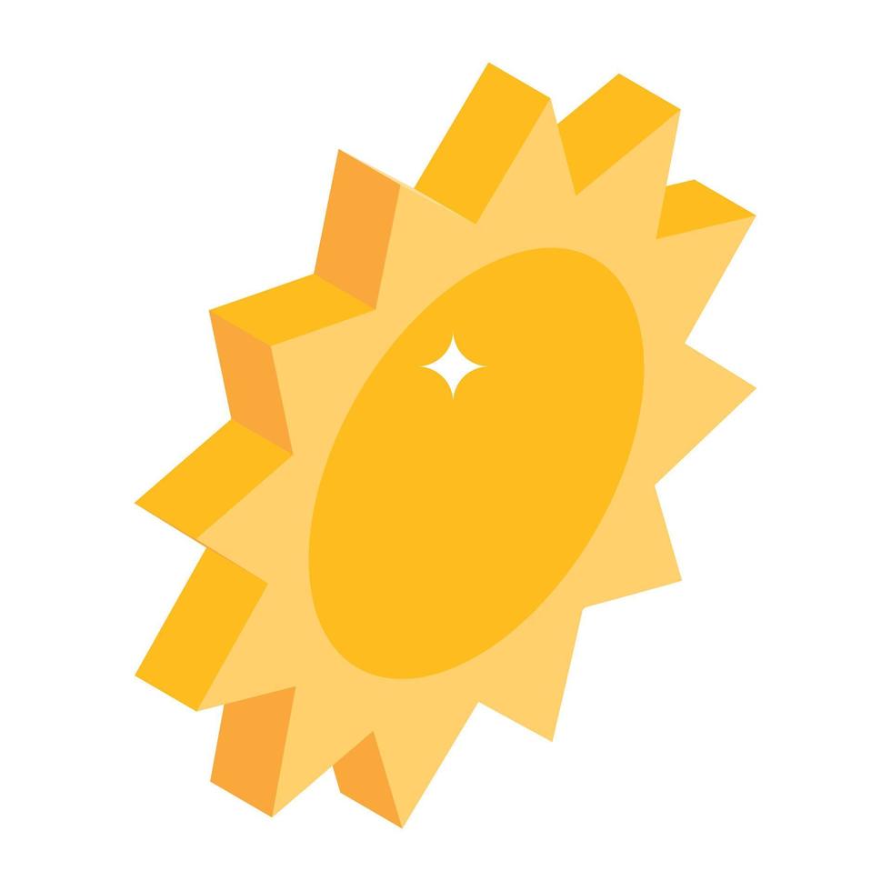 Sun isometric style icon, editable vector