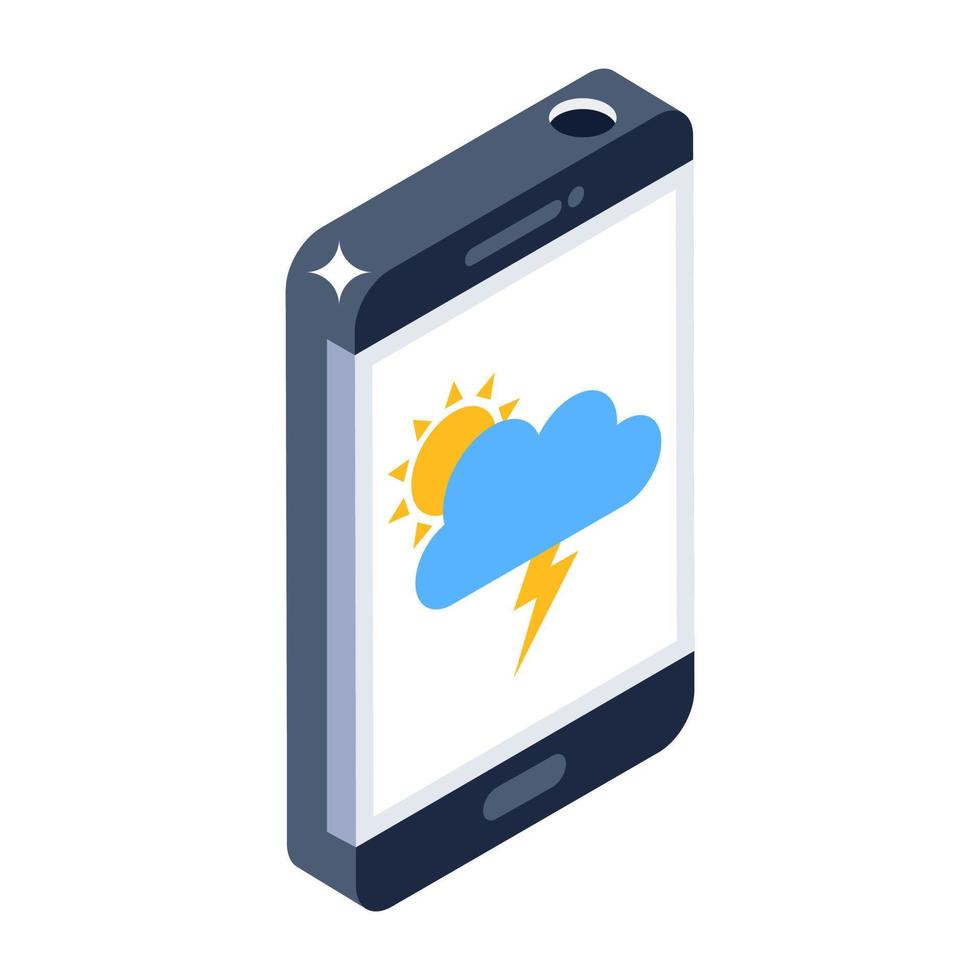 Trendy isometric design of phone forecast icon vector