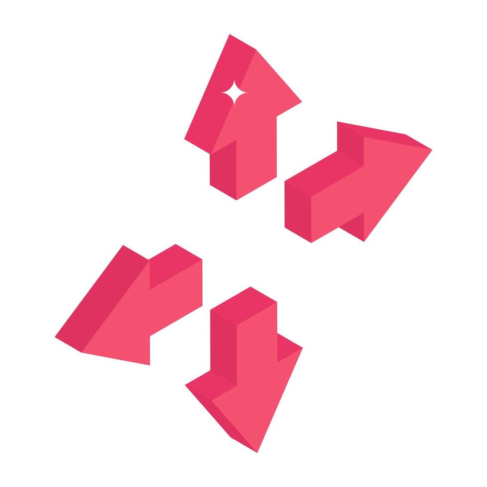 Road intersect arrows icon in isometric design vector