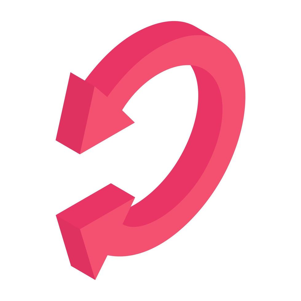 Icon of restart arrow in editable isometric design vector