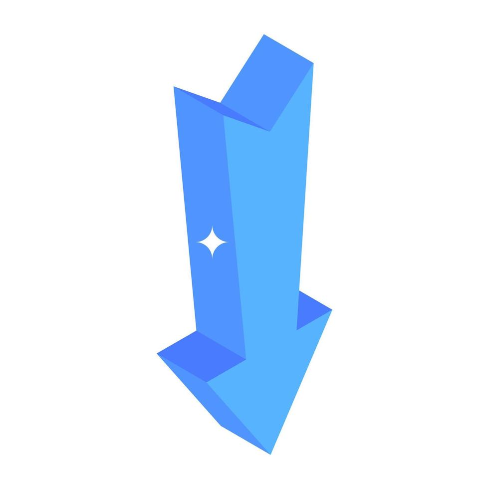 Isometric icon of down arrow vector