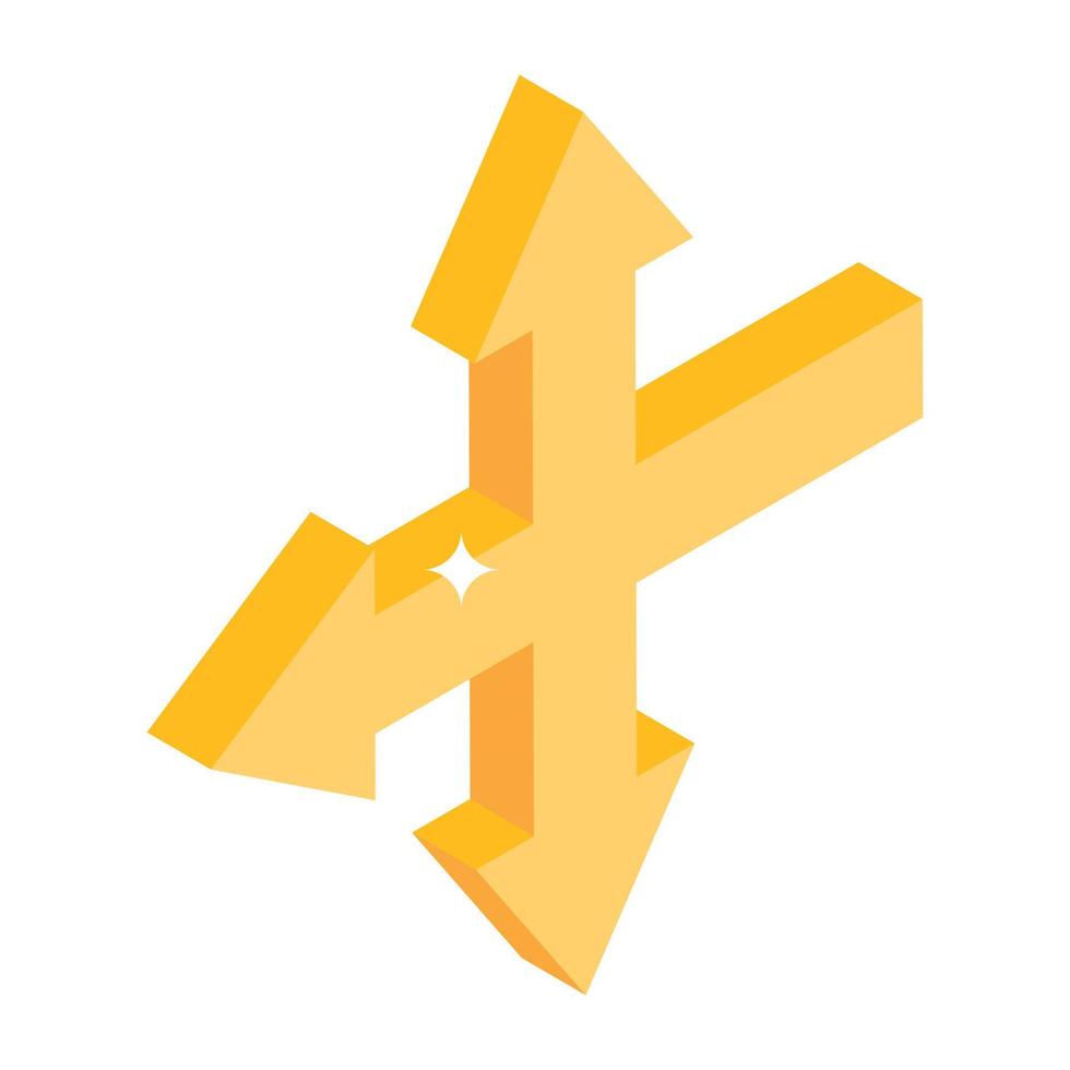 Road intersect arrows icon in isometric design vector