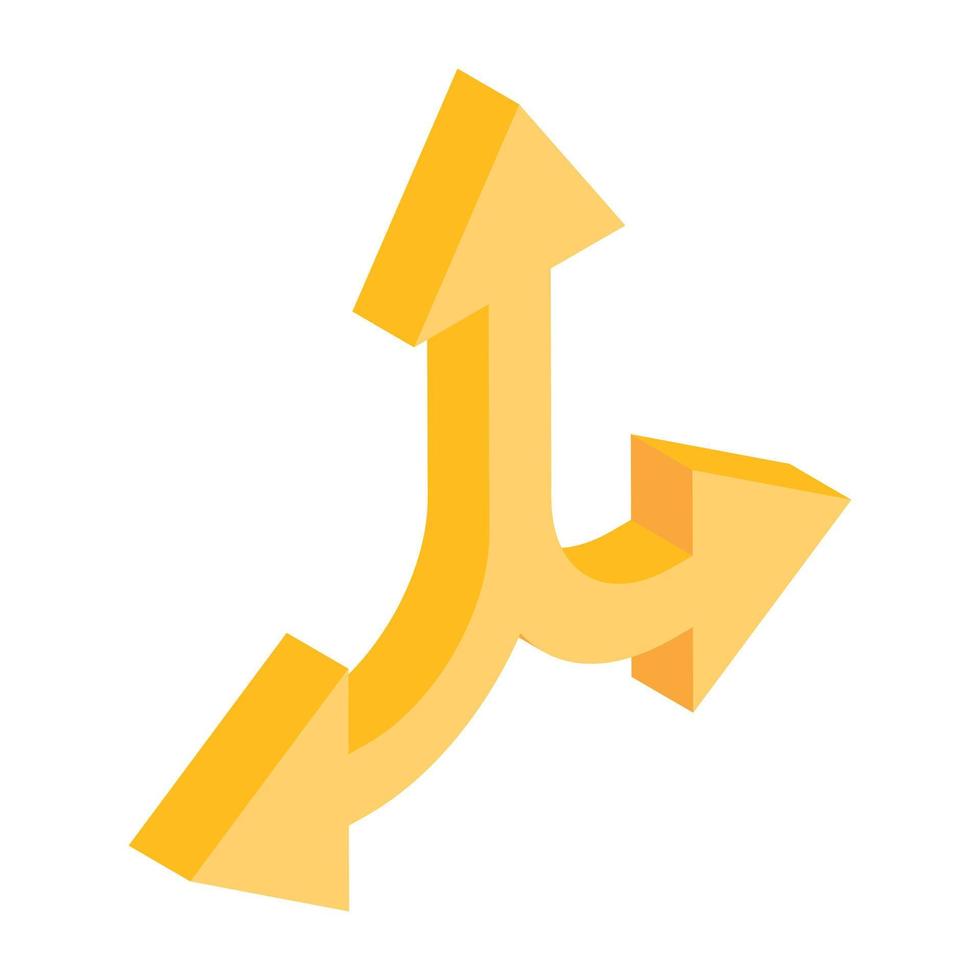Road intersect arrows icon in isometric design vector