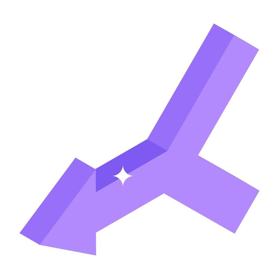 un icono isométrico de flecha de curva izquierda vector