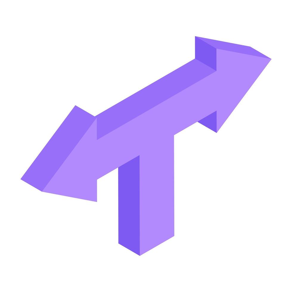 Road intersect arrows icon in isometric design vector