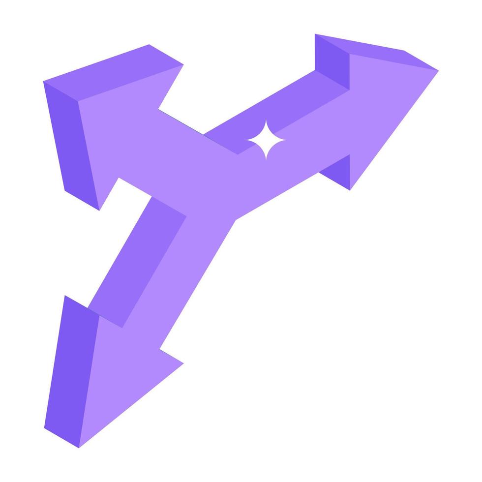 Road intersect arrows icon in isometric design vector