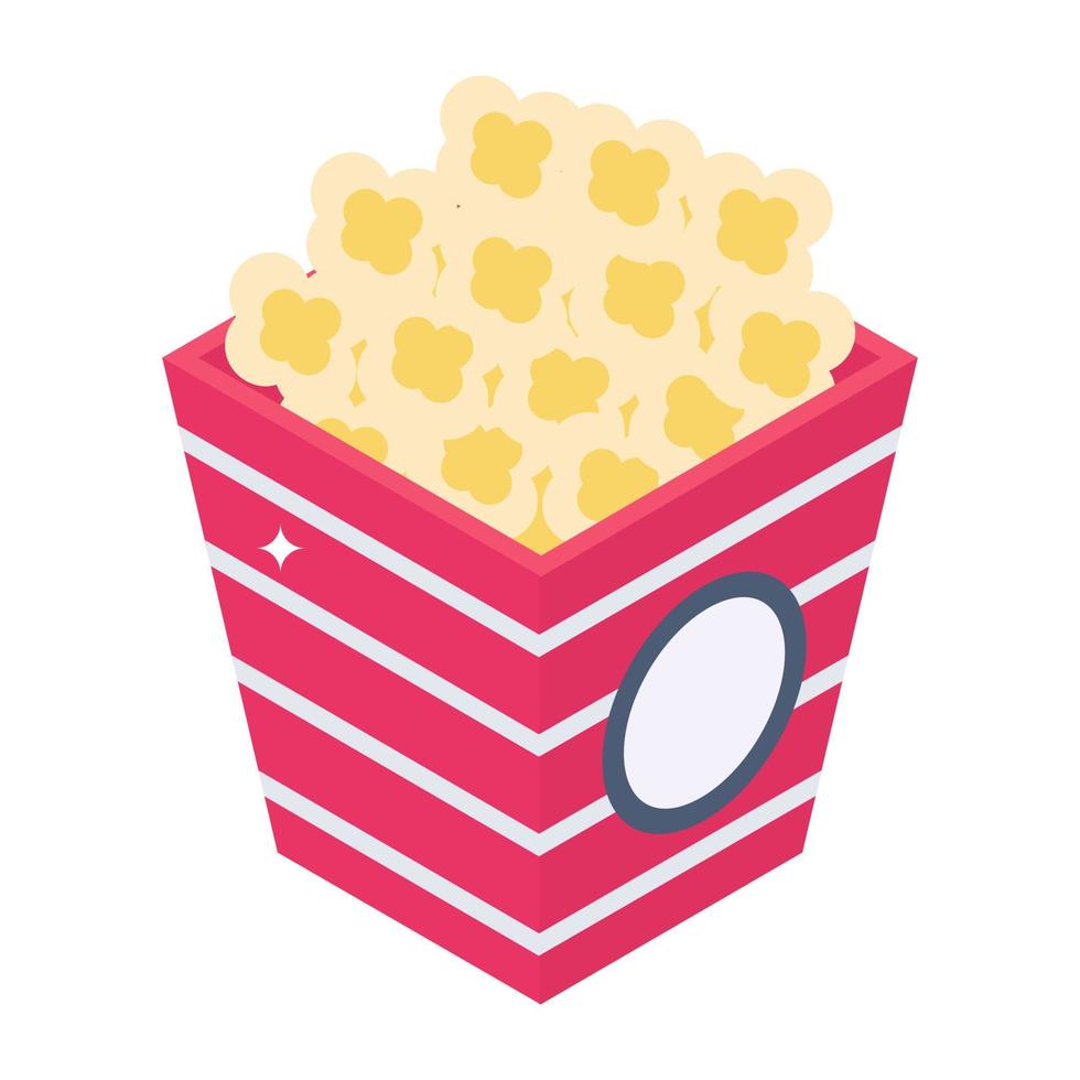 Cinema snacks, in isometric vector design.