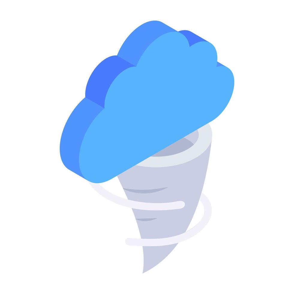Isometric style of tornado icon, rotating air mass vector