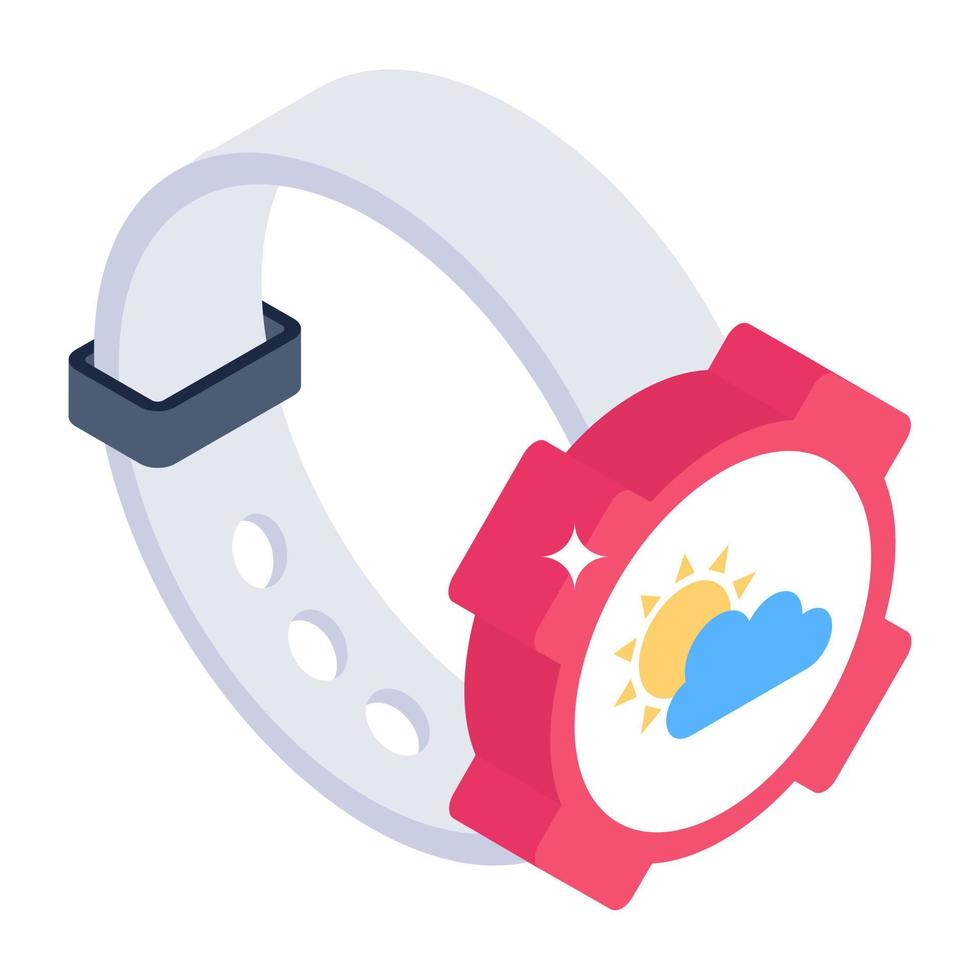 Smartwatch weather tracker icon in isometric design vector