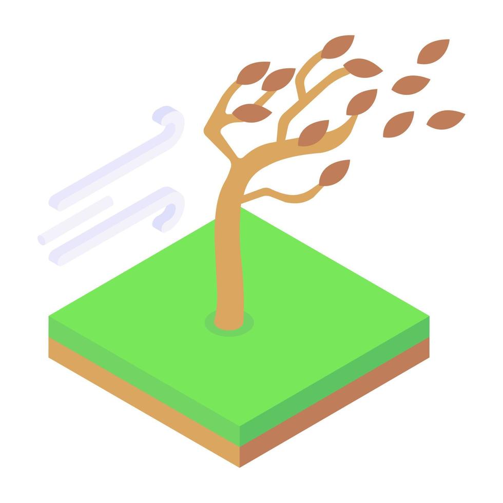 Wind with tree showcasing windbreak icon vector